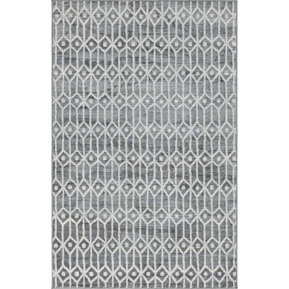 Matrix Trellis Diamonds Rug, Gray/Ivory (5' 0 x 8' 0). Picture 1