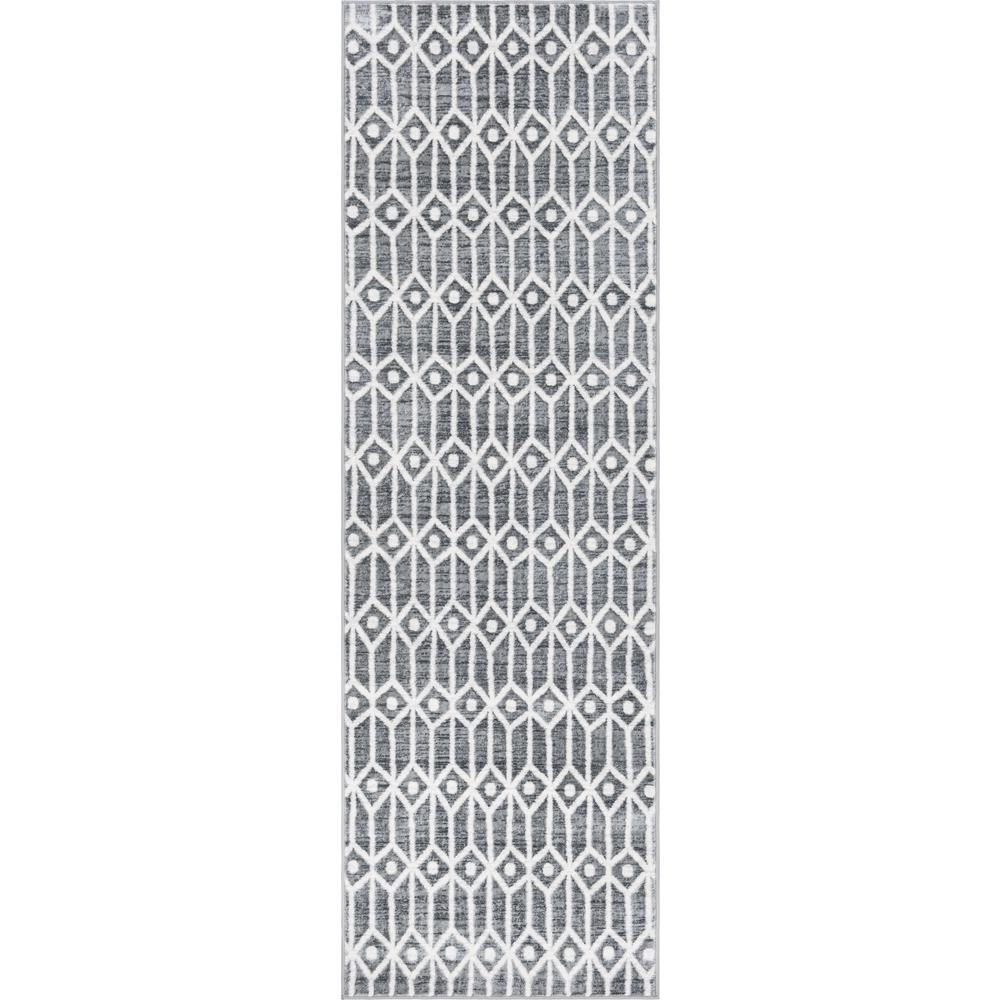 Matrix Trellis Diamonds Rug, Gray/Ivory (3' 0 x 10' 0). Picture 1