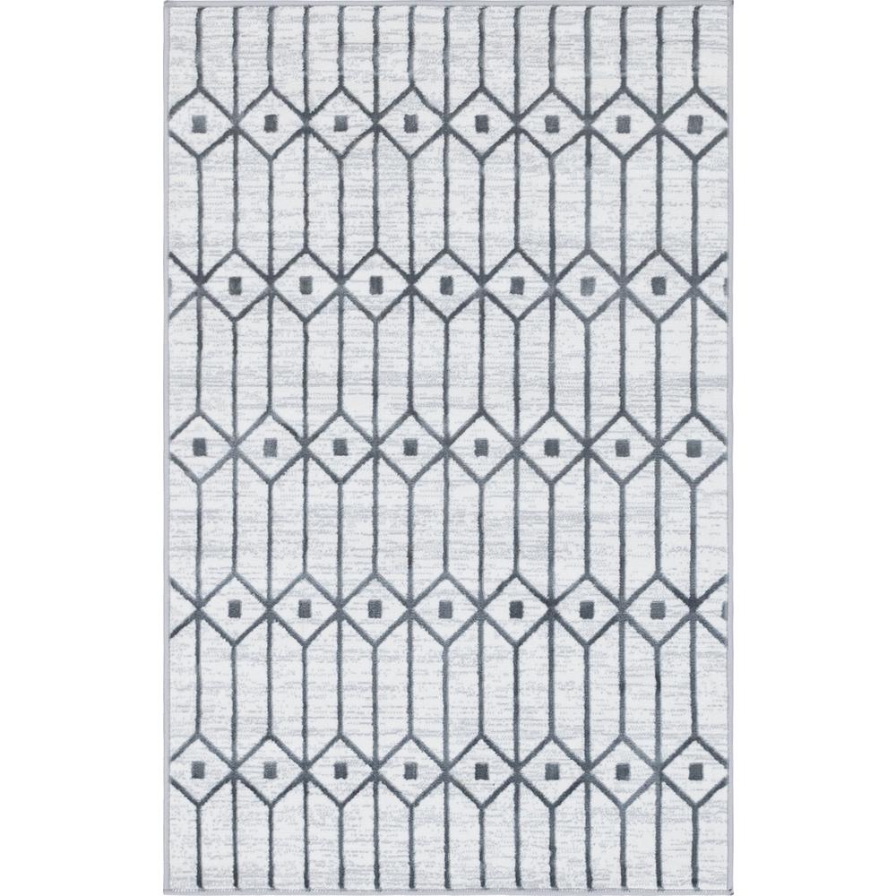 Matrix Trellis Diamonds Rug, Ivory/Gray (3' 3 x 5' 3). Picture 1