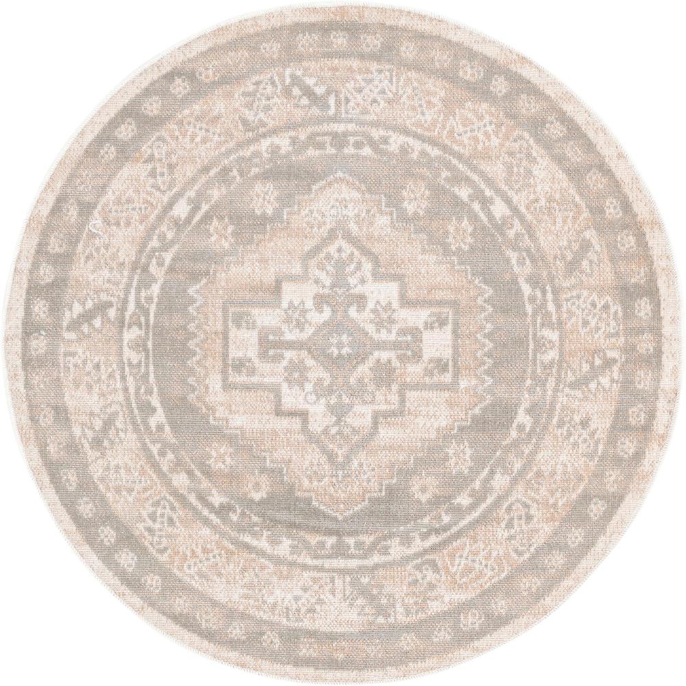 Unique Loom 3 Ft Round Rug in Cloud Gray (3154983). Picture 1