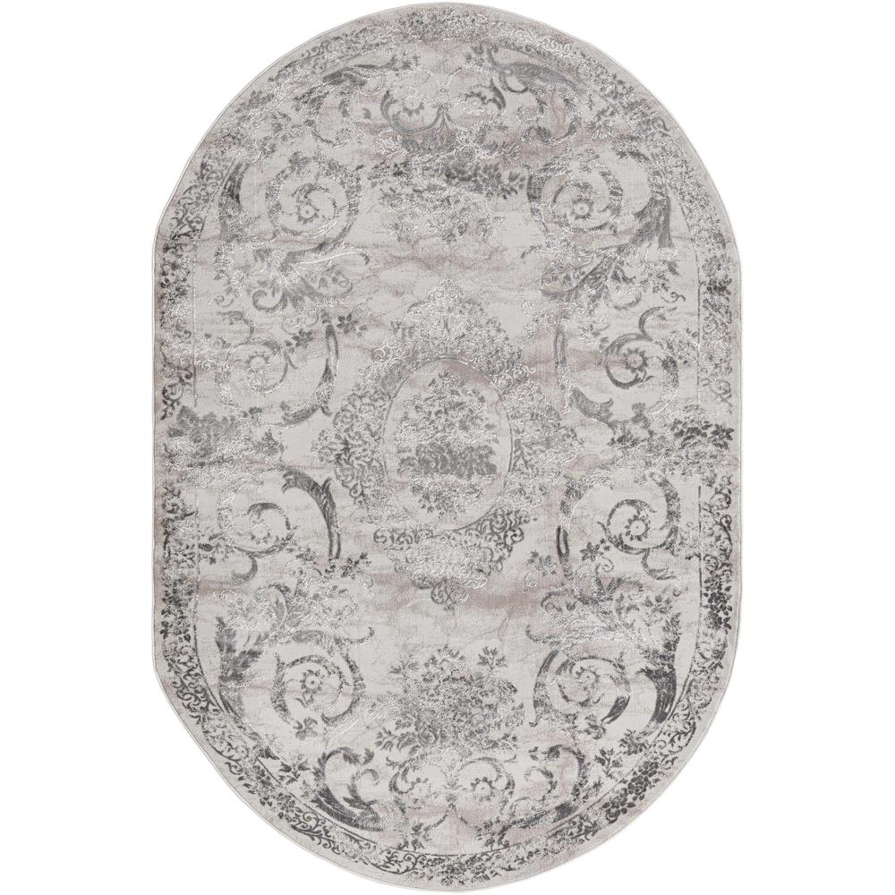 Finsbury Diana Area Rug 5' 3" x 8' 0", Oval Gray. Picture 1