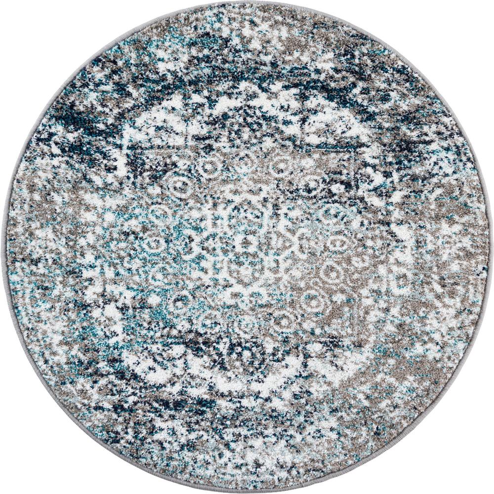 Unique Loom 3 Ft Round Rug in Gray (3150524). Picture 1