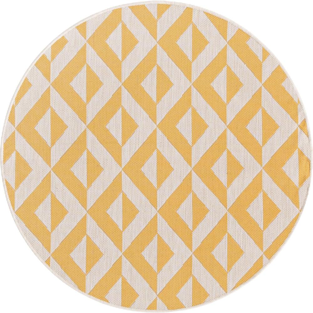 Jill Zarin Outdoor Napa Area Rug 4' 0" x 4' 0", Round Yellow. Picture 1