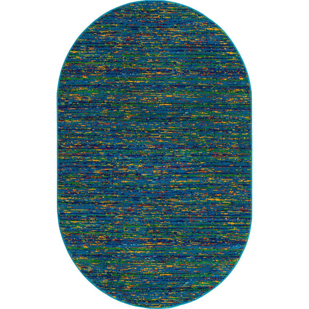 Unique Loom 5x8 Oval Rug in Blue (3160752). Picture 1