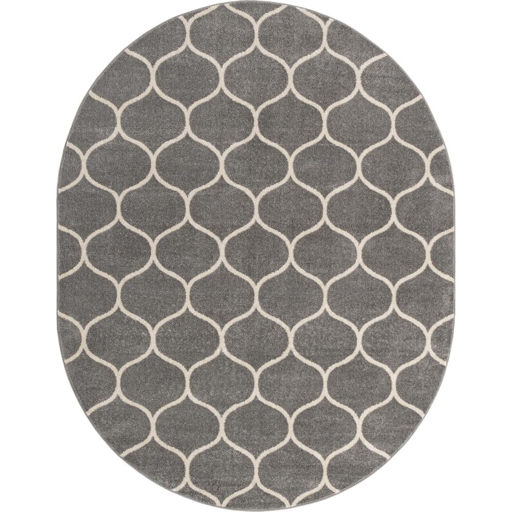 Unique Loom 8x10 Oval Rug in Light Gray (3151573). Picture 1