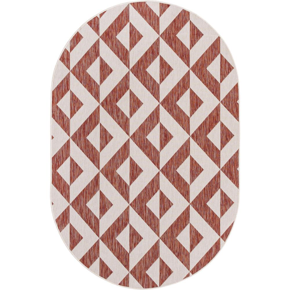 Jill Zarin Outdoor Napa Area Rug 5' 3" x 8' 0", Oval Rust Red. Picture 1