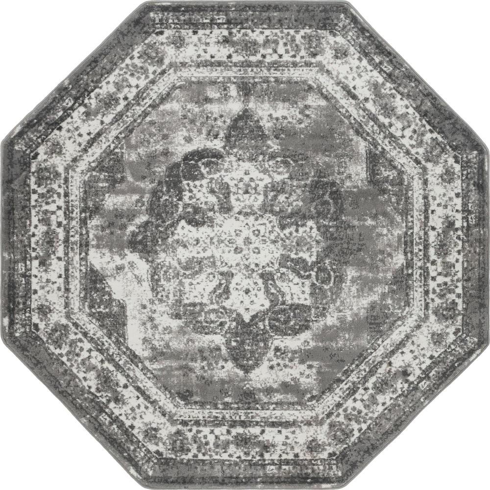 Unique Loom 6 Ft Octagon Rug in Gray (3151834). Picture 1