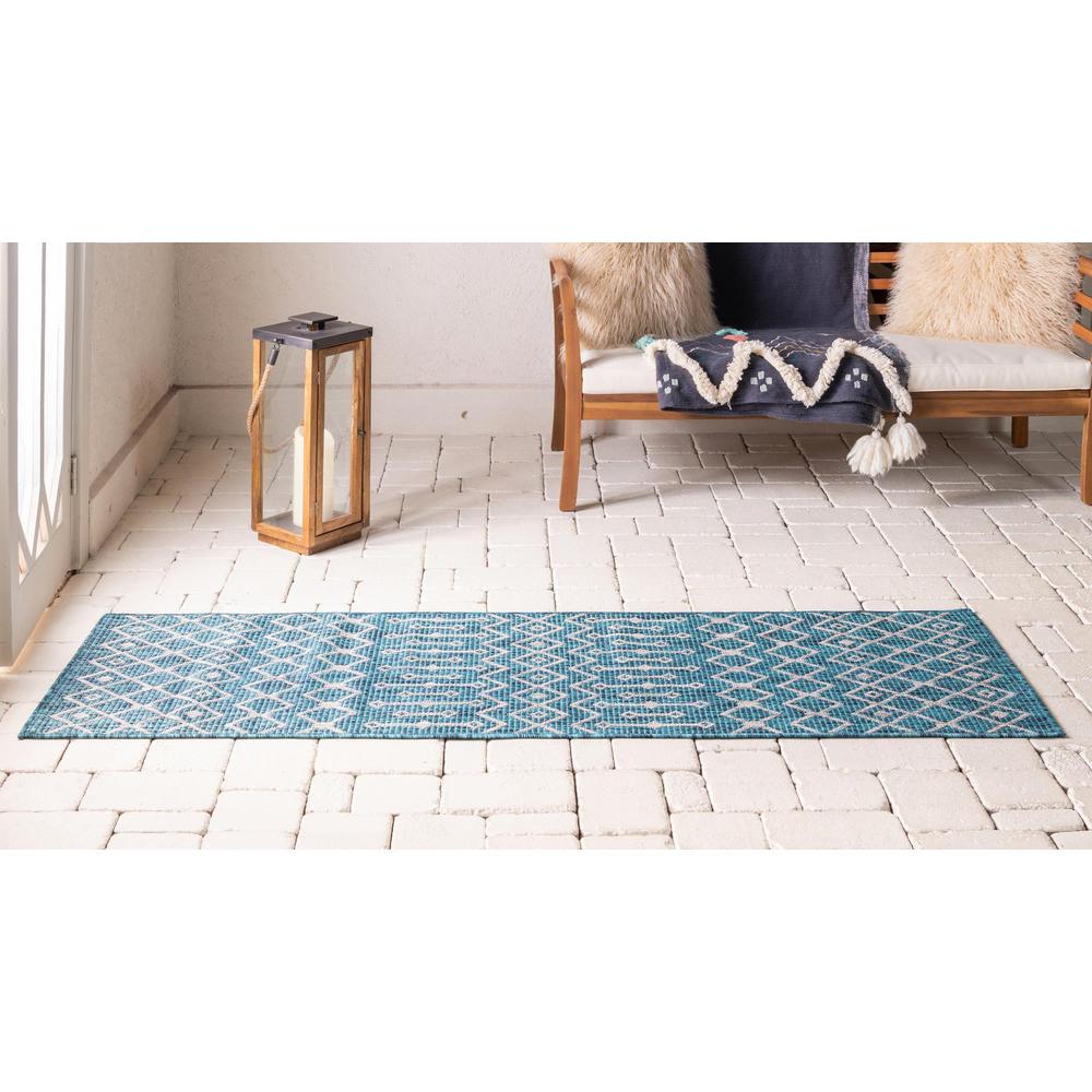 Unique Loom 8 Ft Runner in Teal (3159514). Picture 3