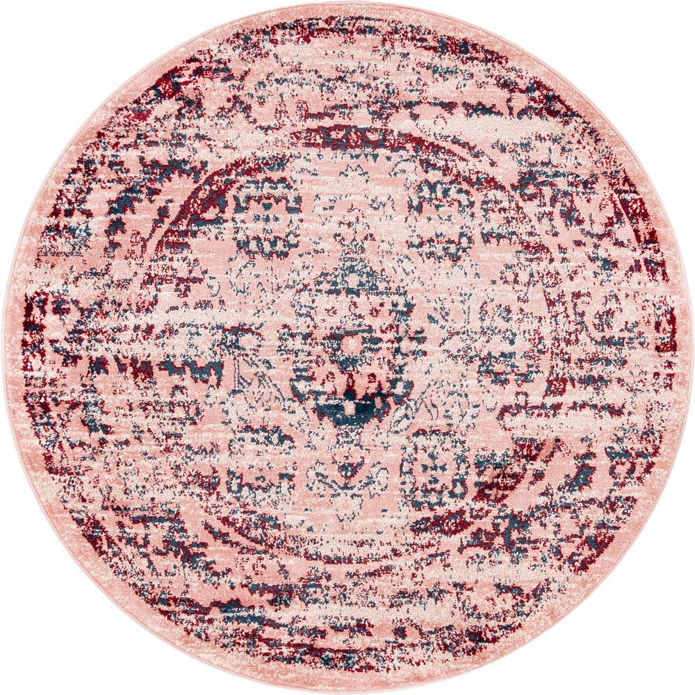 Unique Loom 5 Ft Round Rug in Pink (3150102). Picture 1