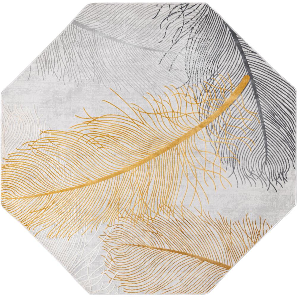 Finsbury Camilla Area Rug 7' 10" x 7' 10", Octagon Yellow Gray. Picture 1
