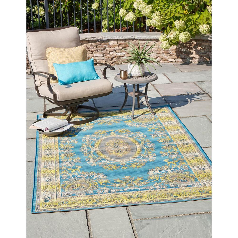 Outdoor Traditional Collection, Area Rug, Blue, 5' 3" x 8' 0", Rectangular. Picture 2