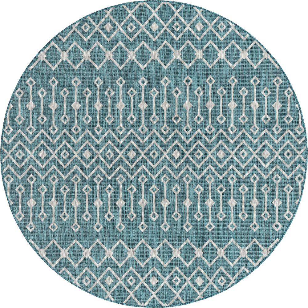 Unique Loom 8 Ft Round Rug in Teal (3159504). Picture 1