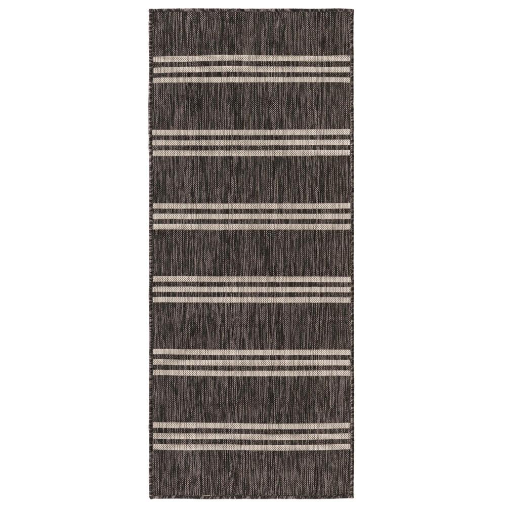 Jill Zarin Outdoor Anguilla Area Rug 2' 0" x 5' 1", Runner Charcoal. Picture 1