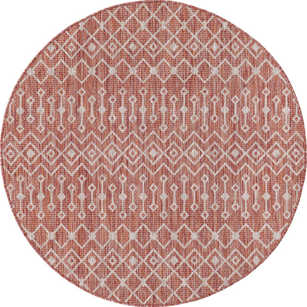 Unique Loom 5 Ft Round Rug in Rust Red (3159547). Picture 1