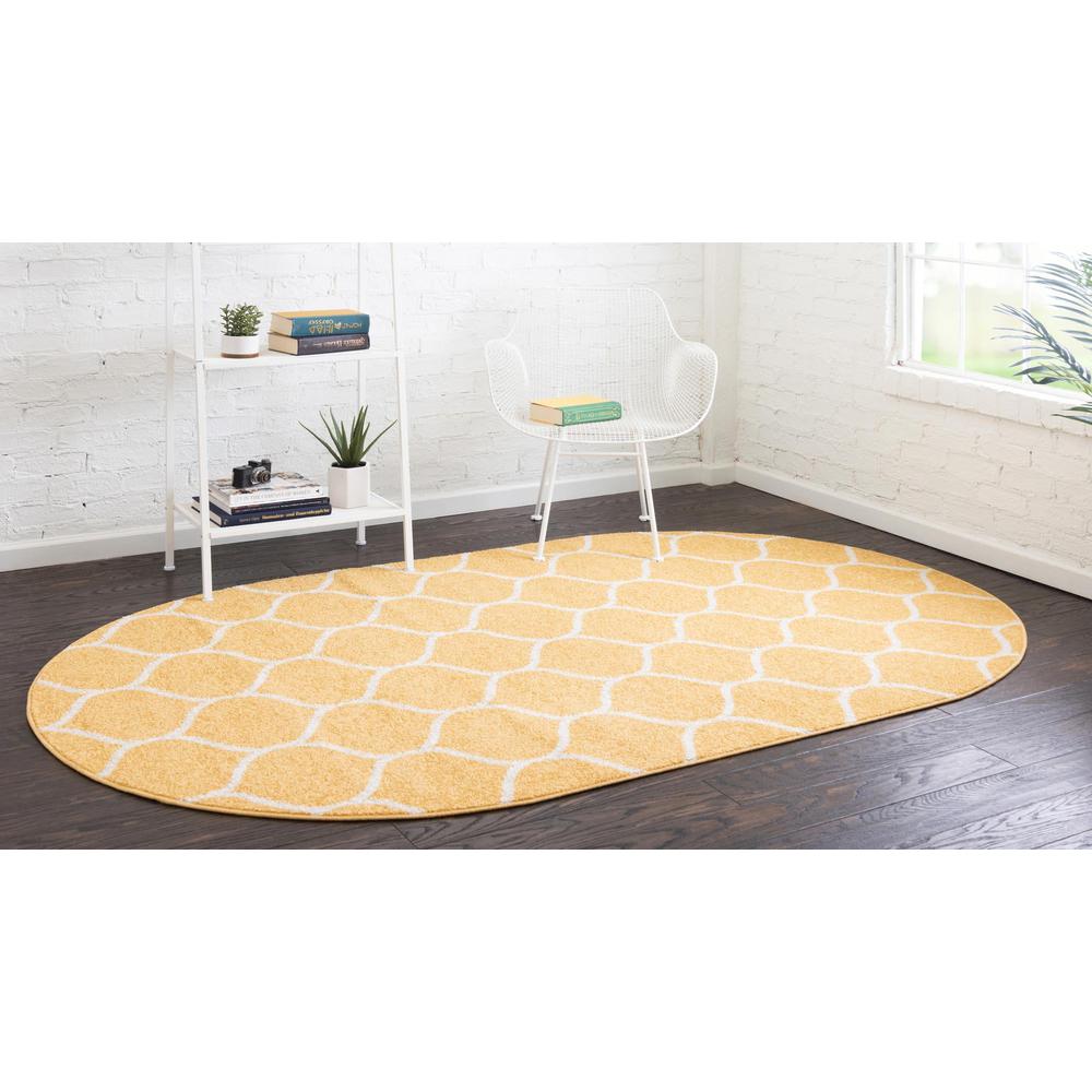 Unique Loom 8x10 Oval Rug in Yellow (3151677). Picture 3
