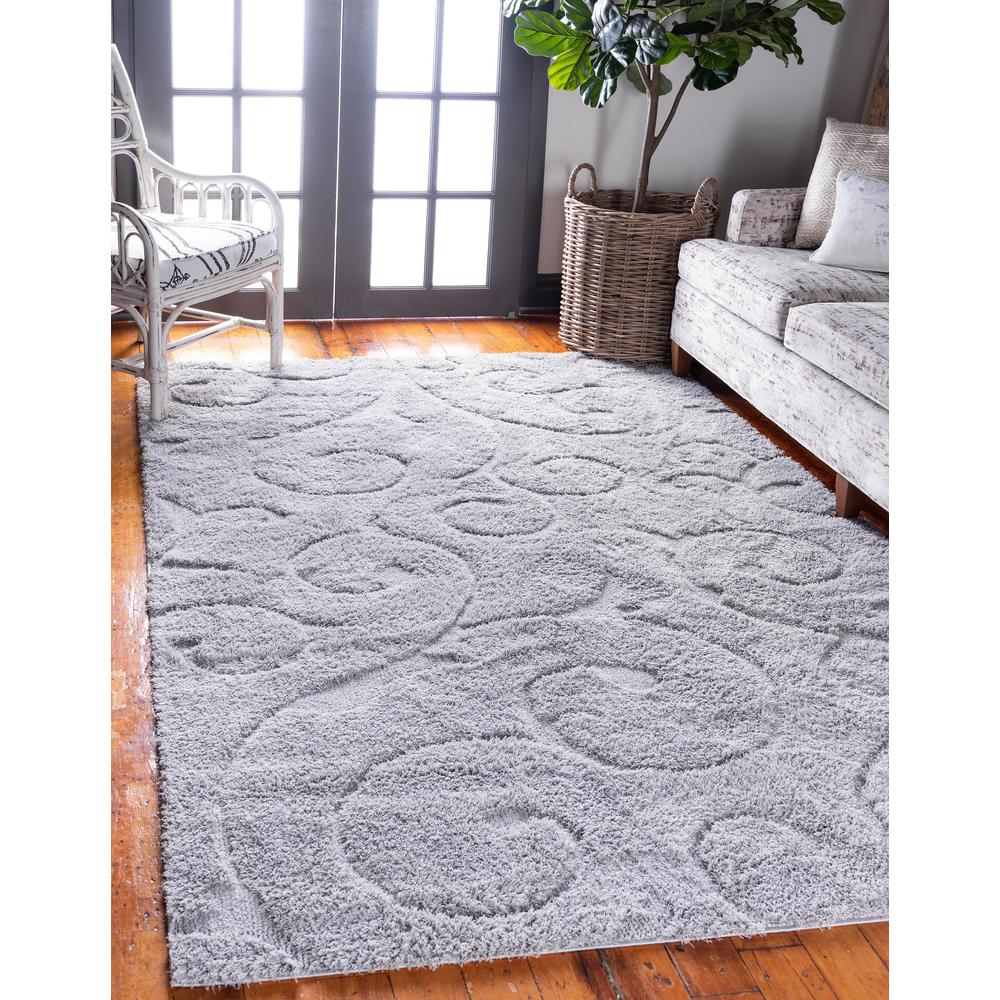 Carved Floral Shag Rug, Gray (4' 0 x 6' 0). Picture 2