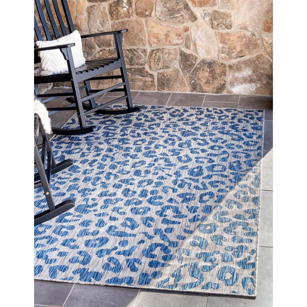 Outdoor Leopard Rug, Blue (6' 0 x 9' 0). Picture 2