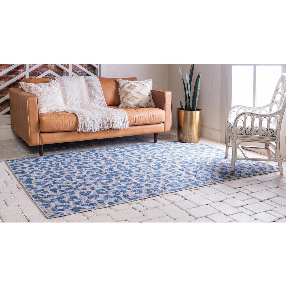 Outdoor Leopard Rug, Blue (6' 0 x 9' 0). Picture 3