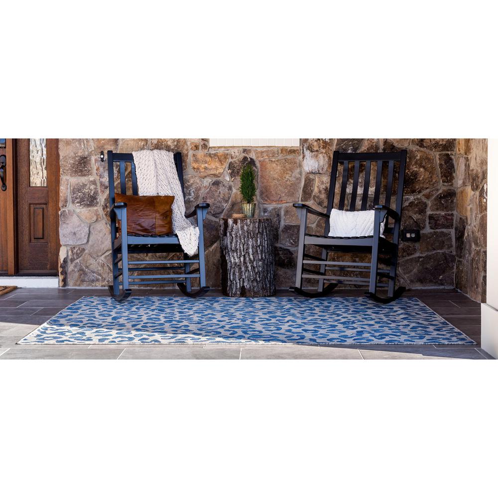 Outdoor Leopard Rug, Blue (6' 0 x 9' 0). Picture 4