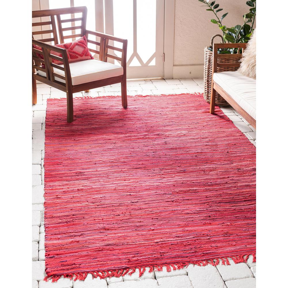 Striped Chindi Cotton Rug, Red (4' 0 x 6' 0). Picture 2