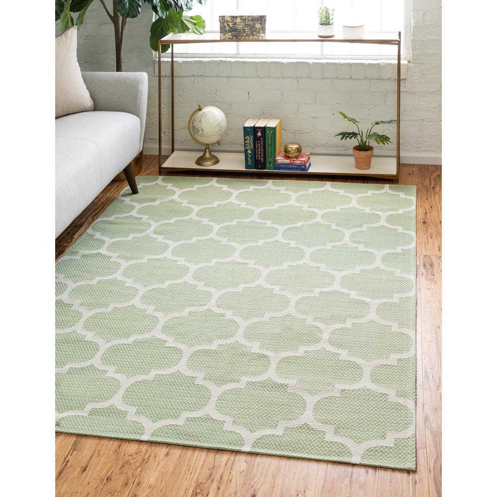 Trellis Decatur Rug, Green/Ivory (6' 4 x 9' 0). Picture 2