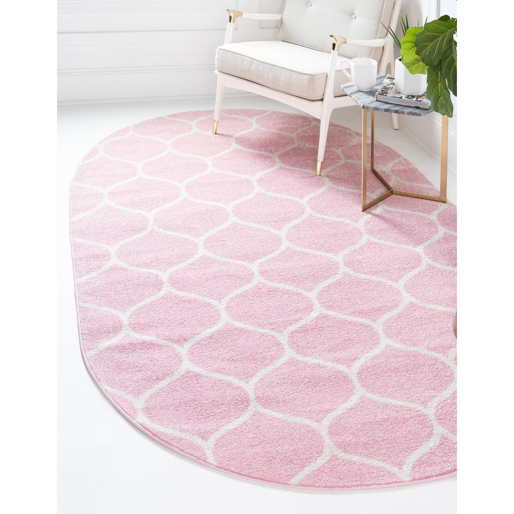 Unique Loom 8x10 Oval Rug in Pink (3151539). Picture 2