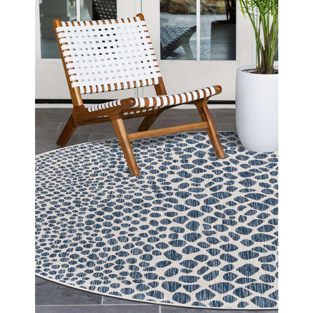 Jill Zarin Outdoor Cape Town Area Rug 10' 8" x 10' 8", Round Blue. Picture 3