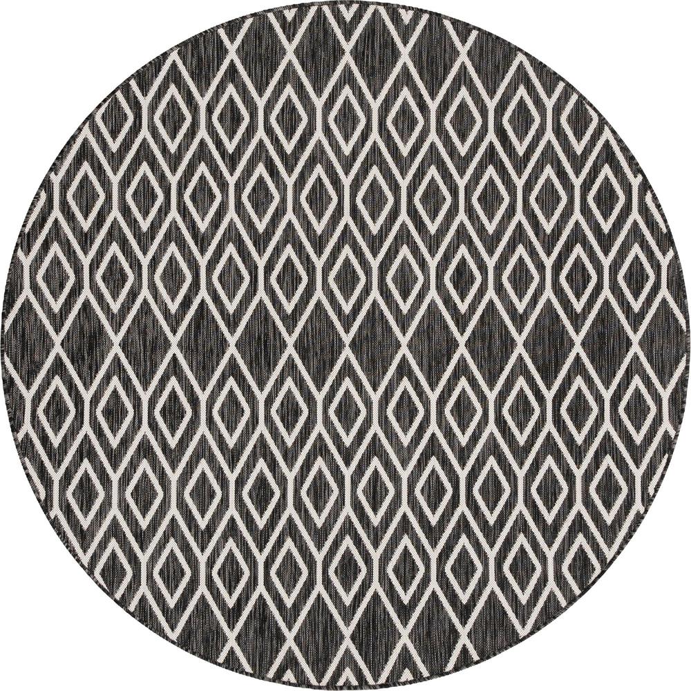 Jill Zarin Outdoor Turks and Caicos Area Rug 6' 7" x 6' 7", Round Charcoal Gray. Picture 1