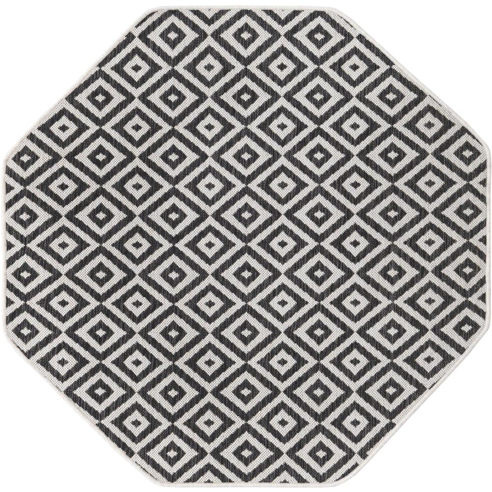 Jill Zarin Outdoor Costa Rica Area Rug 4' 1" x 4' 1", Octagon Charcoal Gray. Picture 1