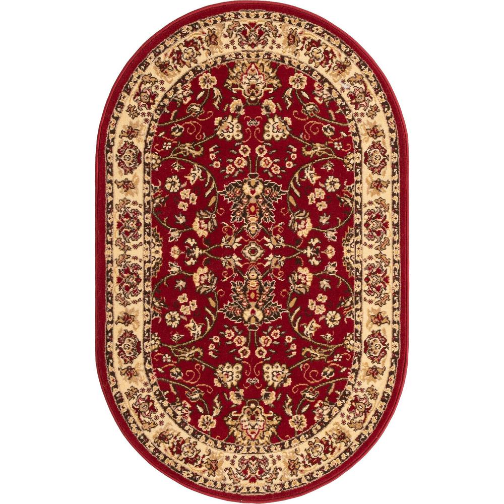 Unique Loom 3x5 Oval Rug in Burgundy (3152866). Picture 1