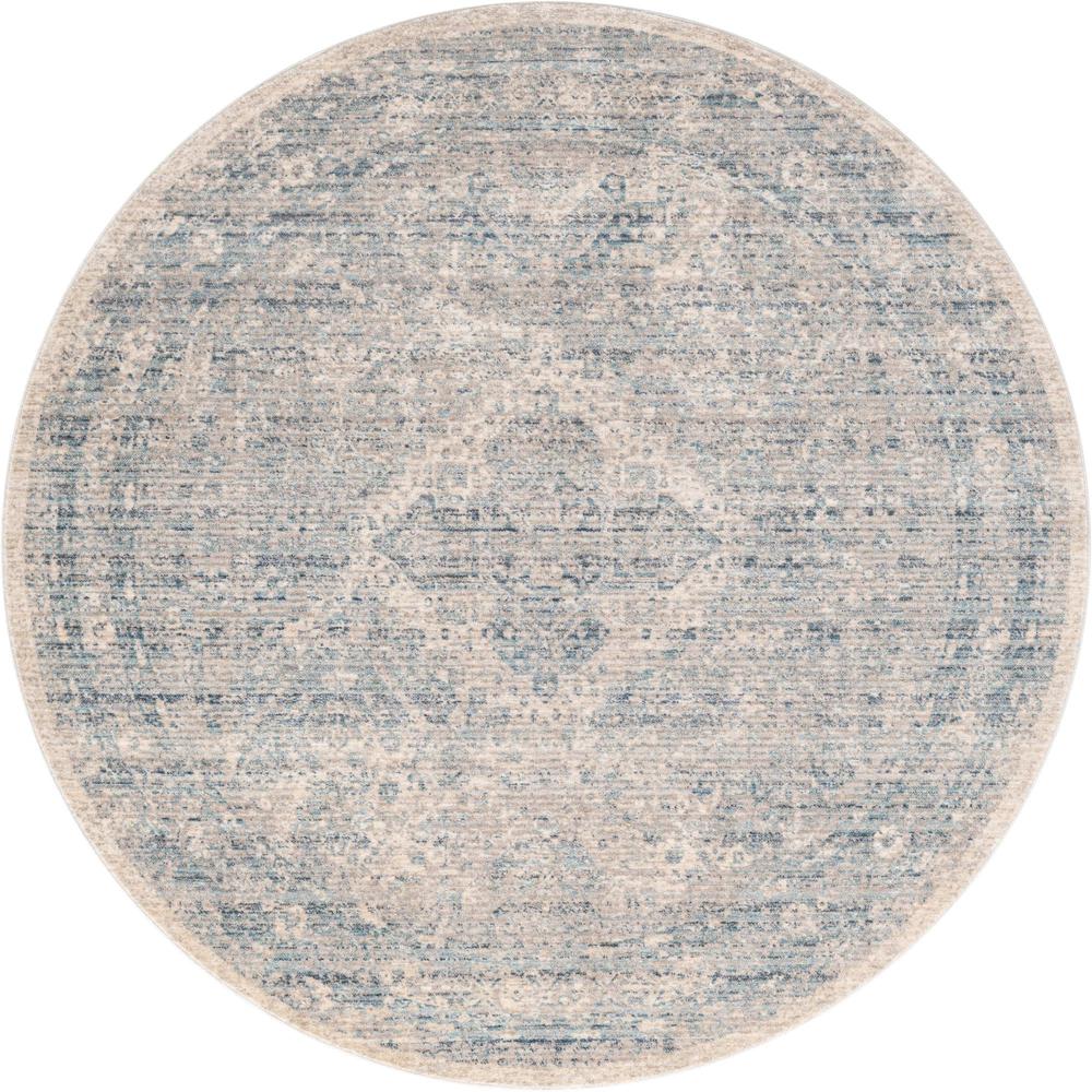 Unique Loom 5 Ft Round Rug in Gray (3147865). Picture 1