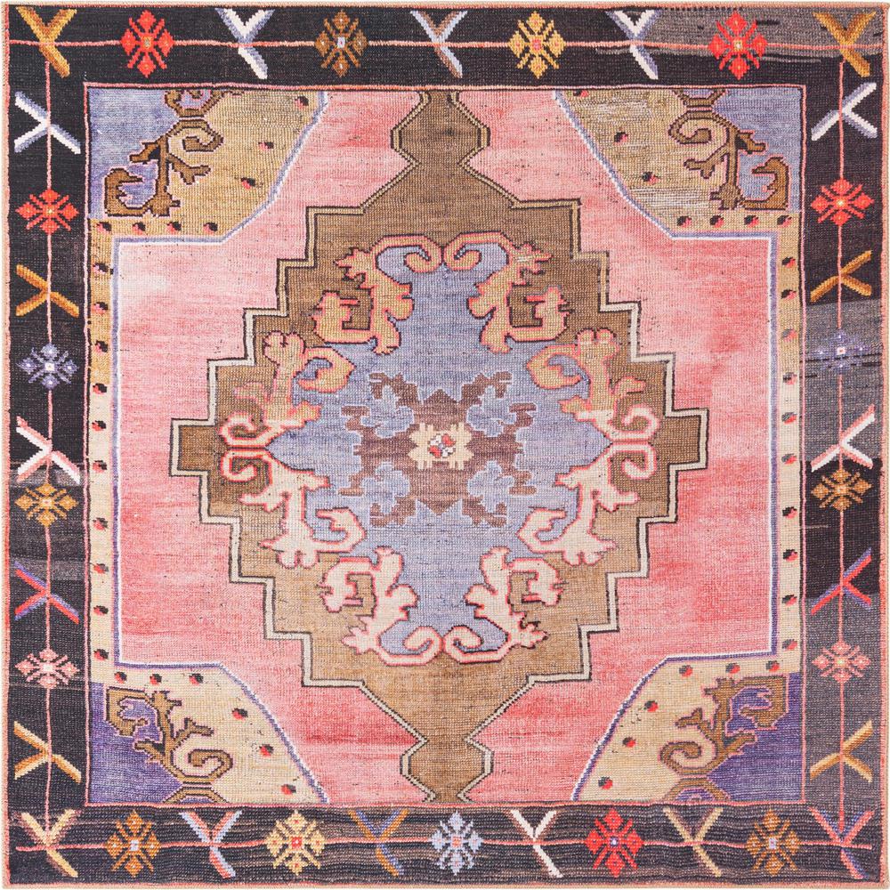Unique Loom 7 Ft Square Rug in Pink (3161185). The main picture.