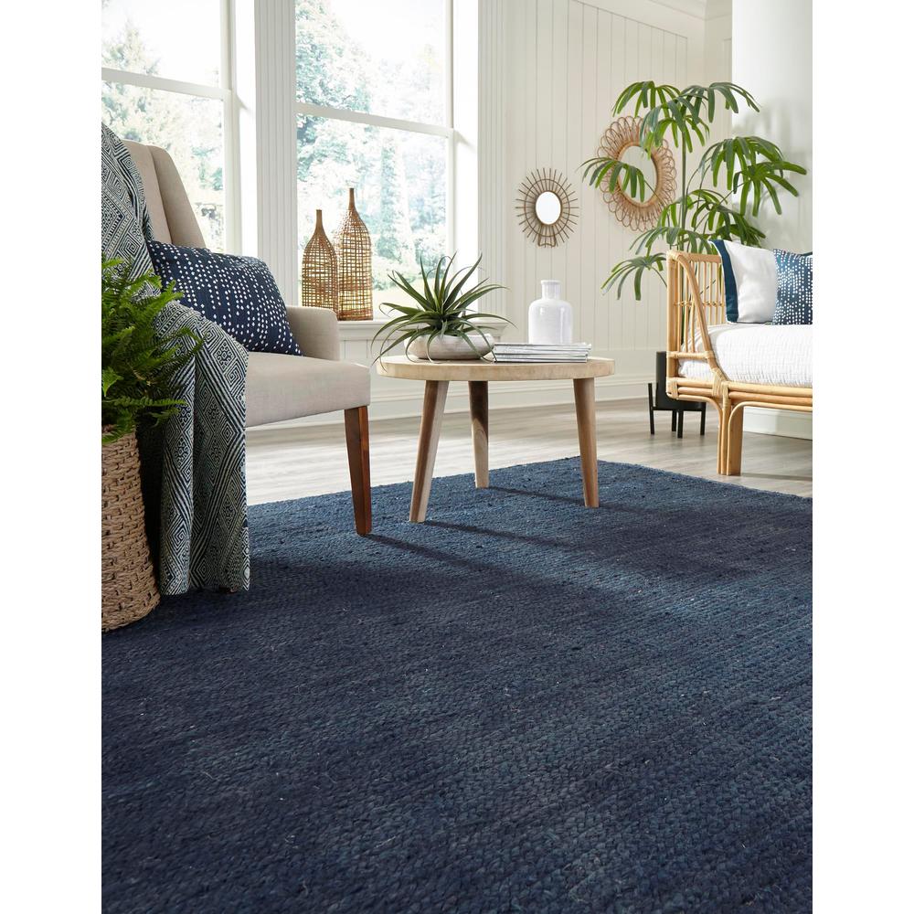 Unique Loom 8 Ft Square Rug in Navy Blue (3153091). Picture 3