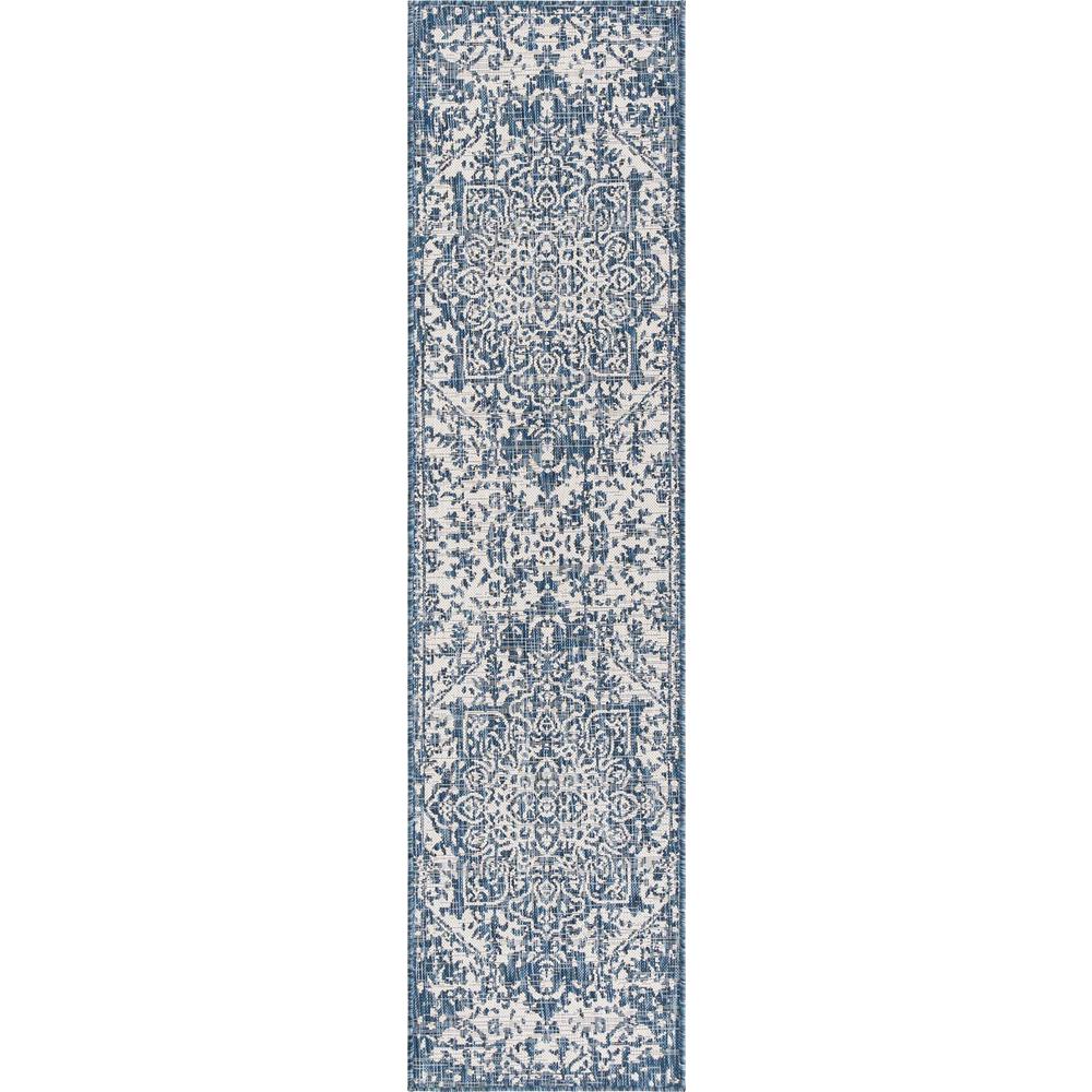 Jill Zarin Outdoor Collection, Area Rug, Blue, 2' 0" x 8' 0" Runner. Picture 1