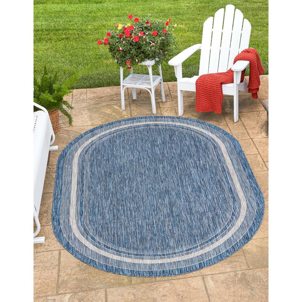 Unique Loom 3x5 Oval Rug in Blue (3158200). Picture 1