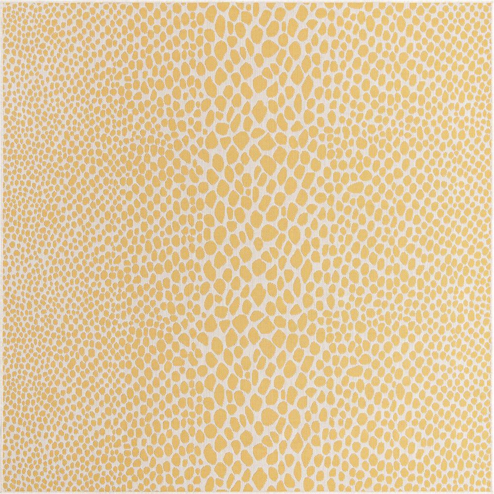 Jill Zarin Outdoor Cape Town Area Rug 7' 10" x 7' 10", Square Yellow Ivory. Picture 1