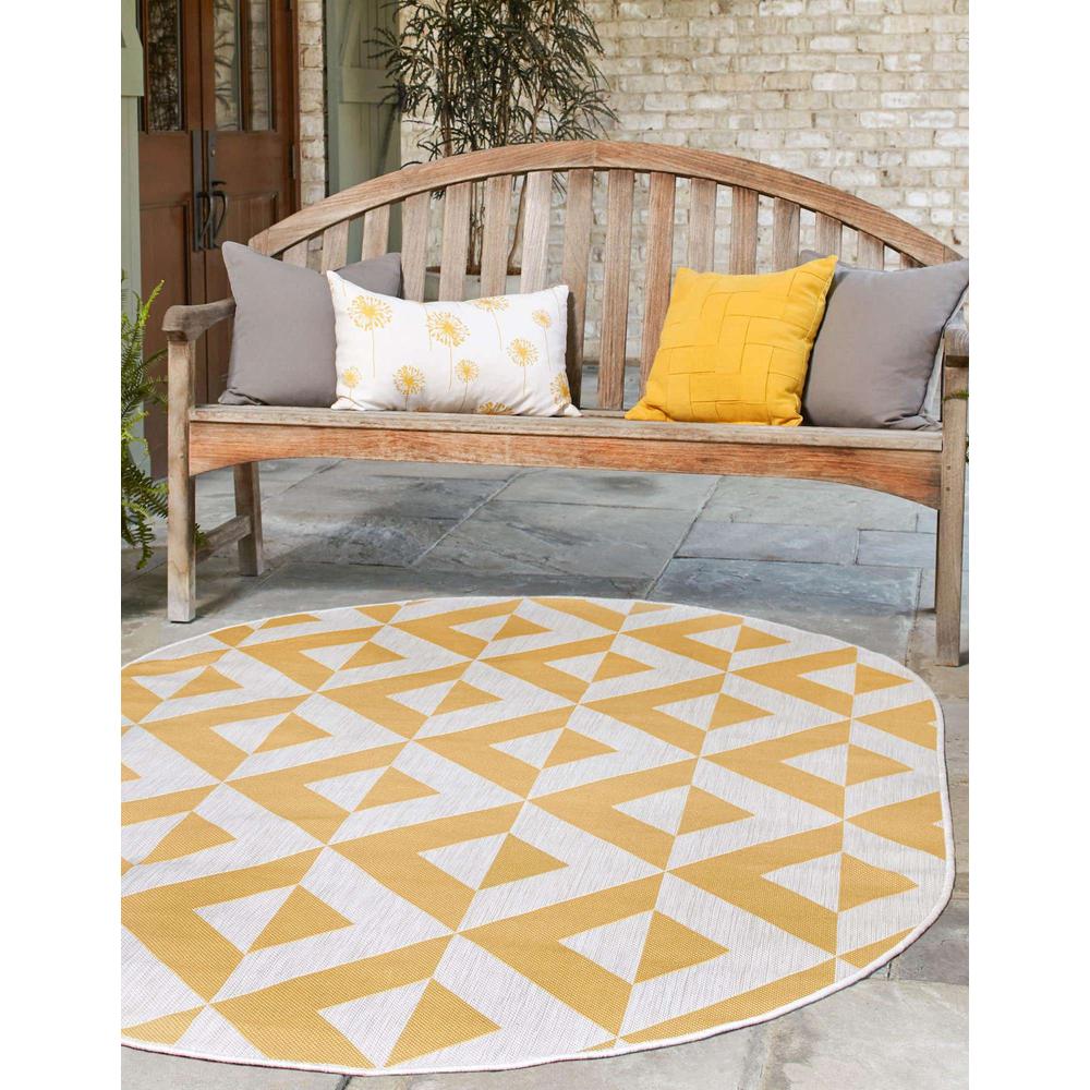 Jill Zarin Outdoor Napa Area Rug 5' 3" x 8' 0", Oval Yellow. Picture 3