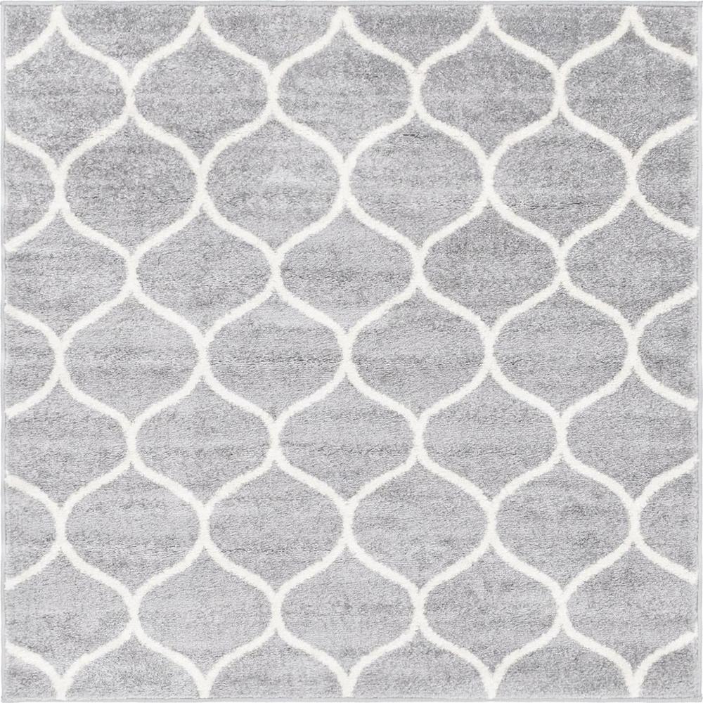 Unique Loom 4 Ft Square Rug in Light Gray (3151577). Picture 1