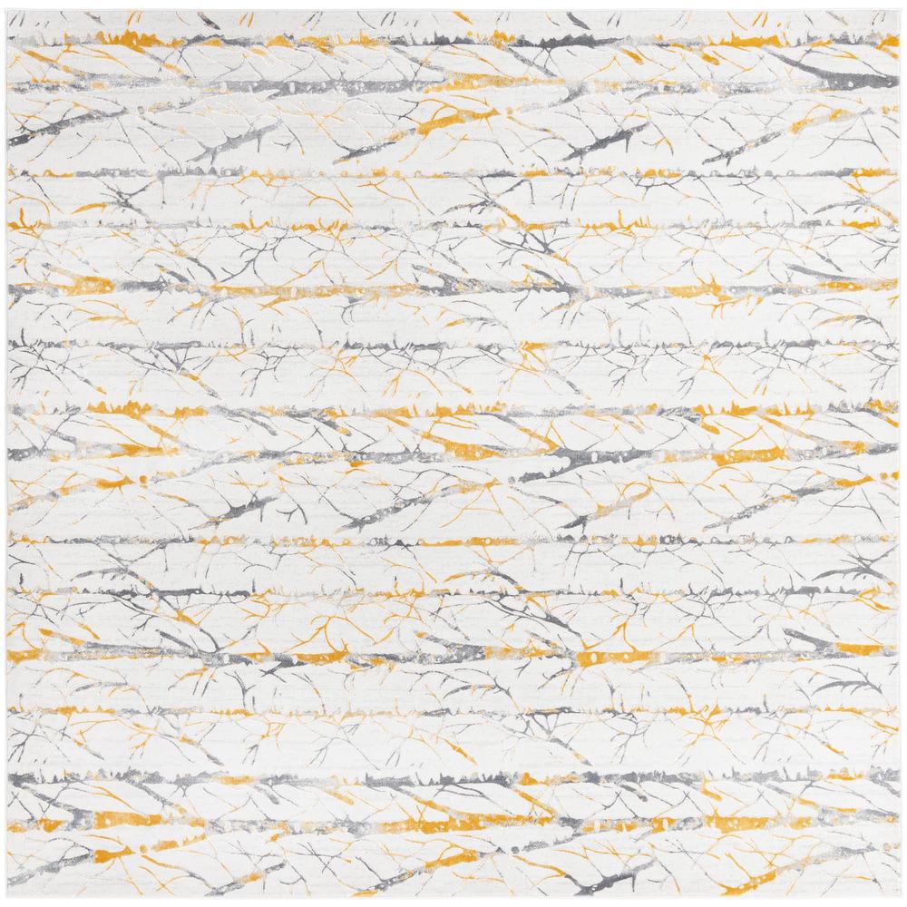 Finsbury Anne Area Rug 7' 10" x 7' 10", Square Yellow and Gray. Picture 1