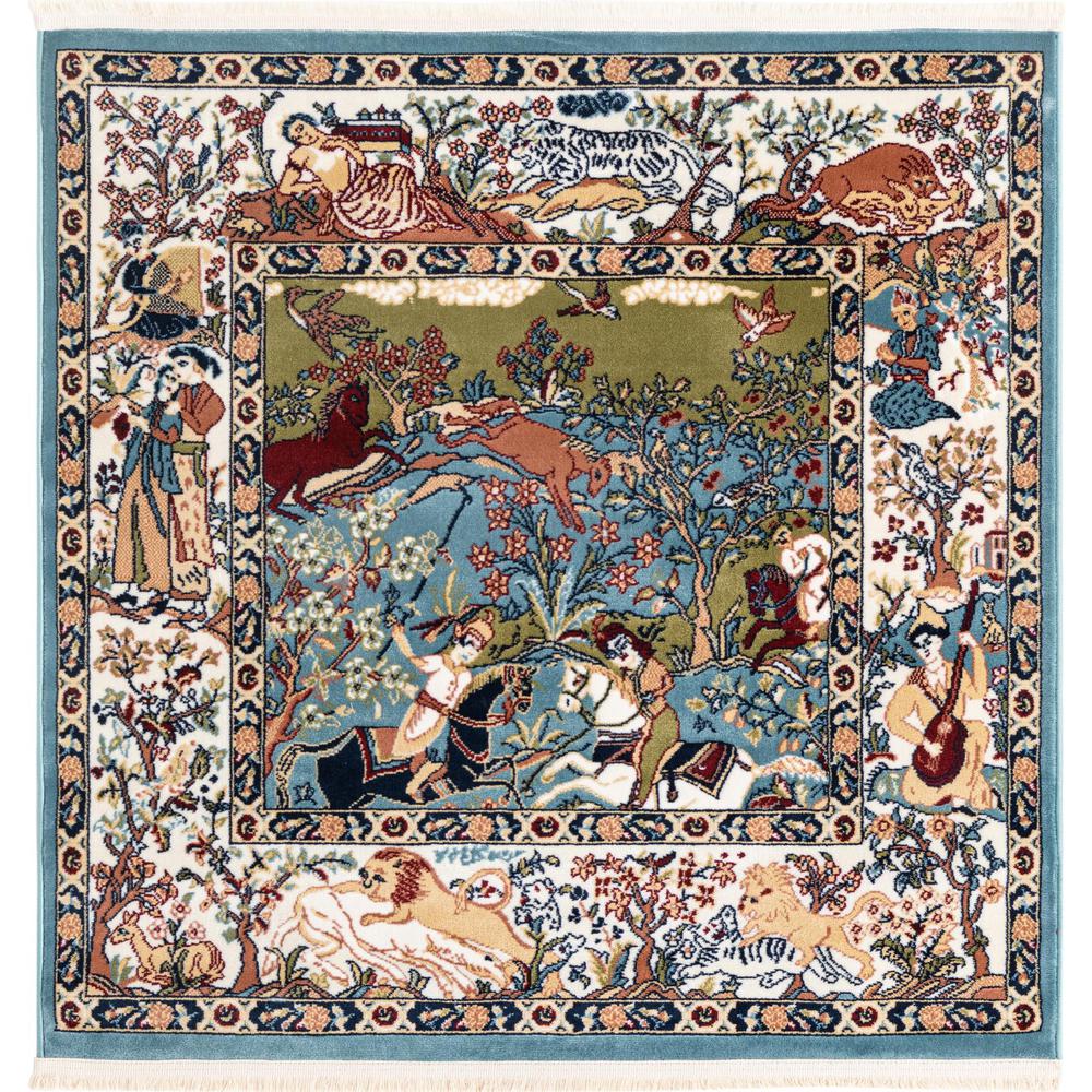Narenj Collection, Area Rug, Blue, 4' 0" x 4' 0", Square. Picture 1