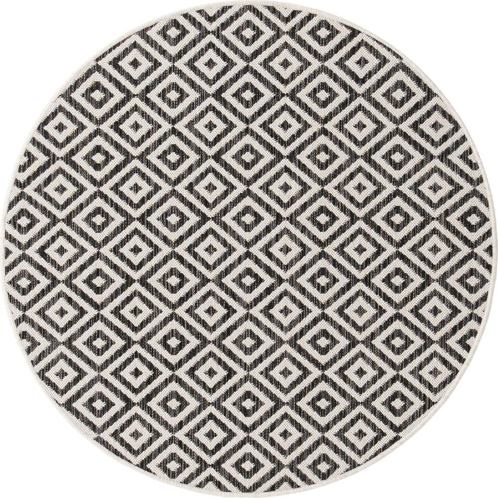 Jill Zarin Outdoor Costa Rica Area Rug 4' 0" x 4' 0", Round Charcoal Gray. Picture 1