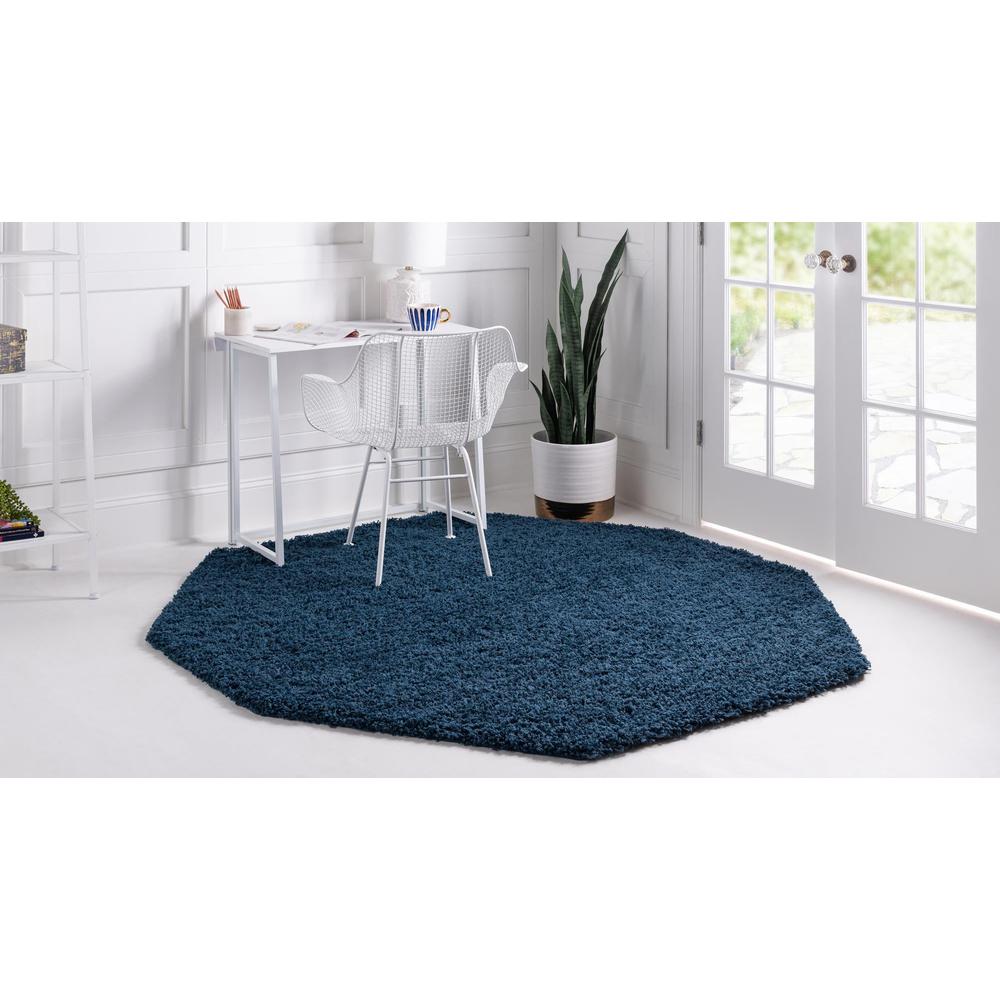 Unique Loom 4 Ft Octagon Rug in Navy Blue (3151322). Picture 3
