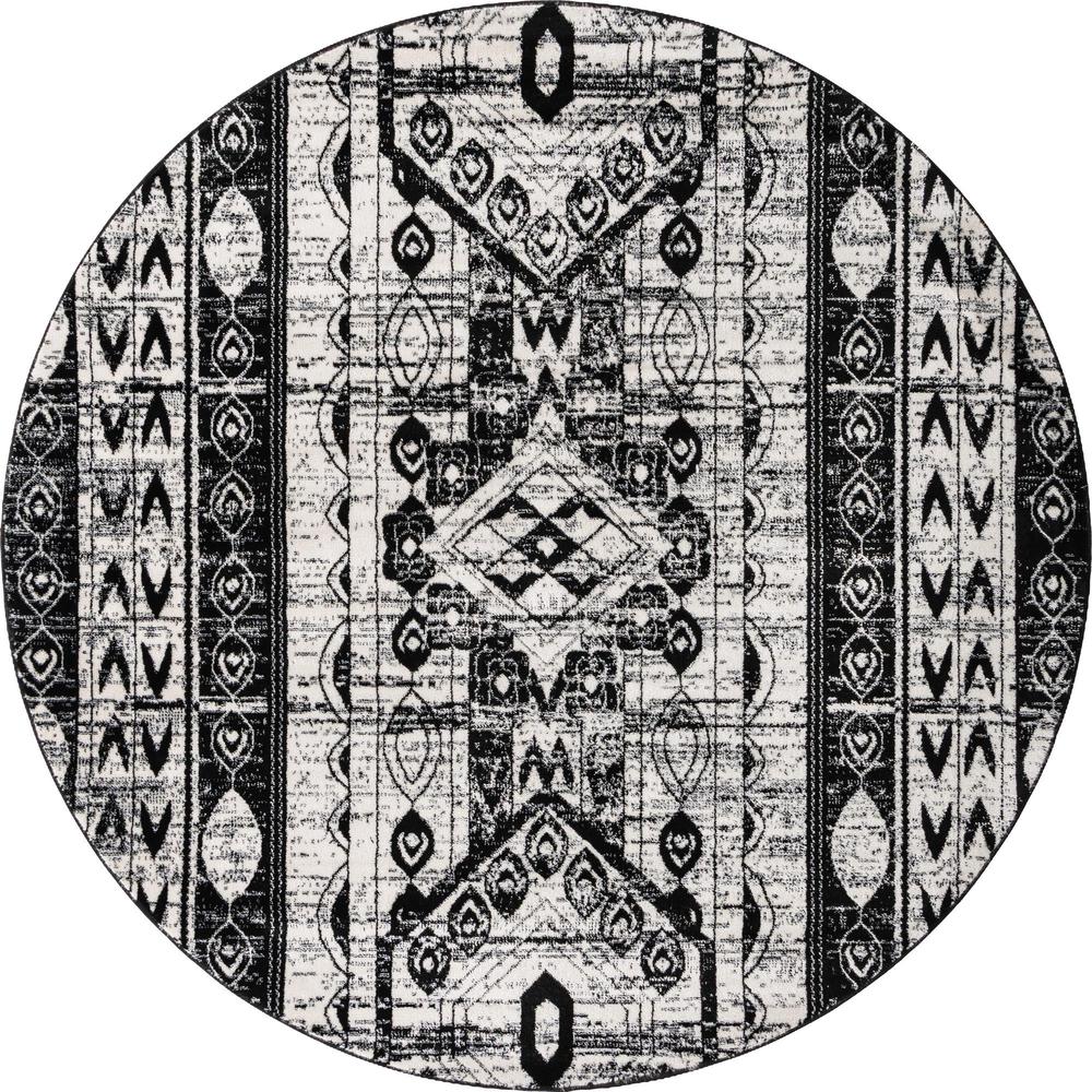 Unique Loom 7 Ft Round Rug in White (3152051). Picture 1