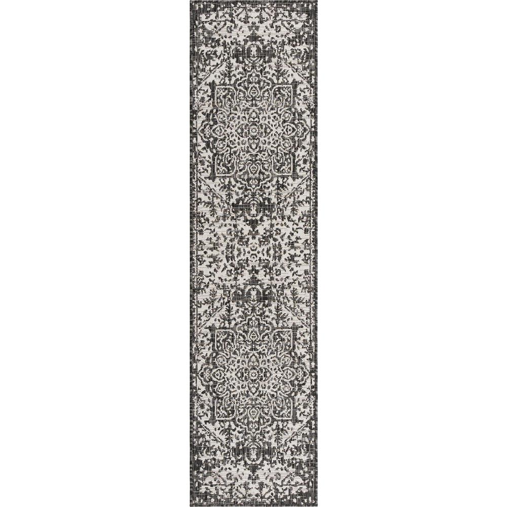 Jill Zarin Outdoor Collection, Area Rug, Charcoal Gray, 2' 0" x 8' 0", Runner. Picture 1