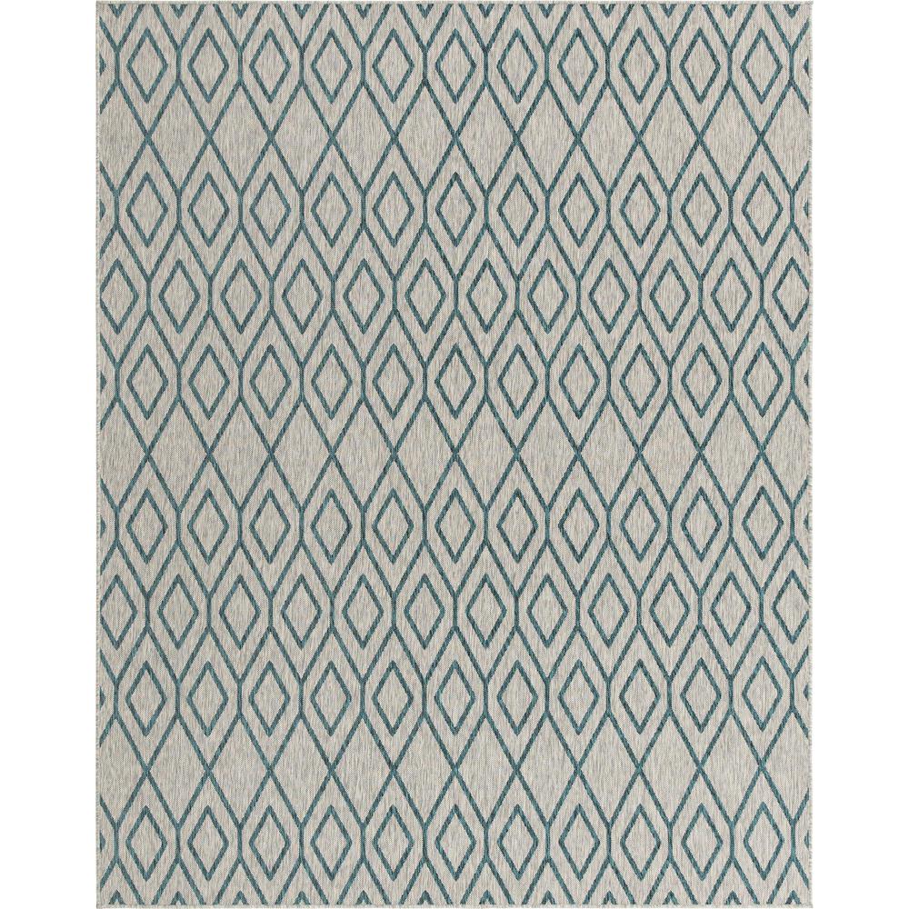Jill Zarin Outdoor Turks and Caicos Area Rug 7' 10" x 10' 0", Rectangular Gray Teal. Picture 1