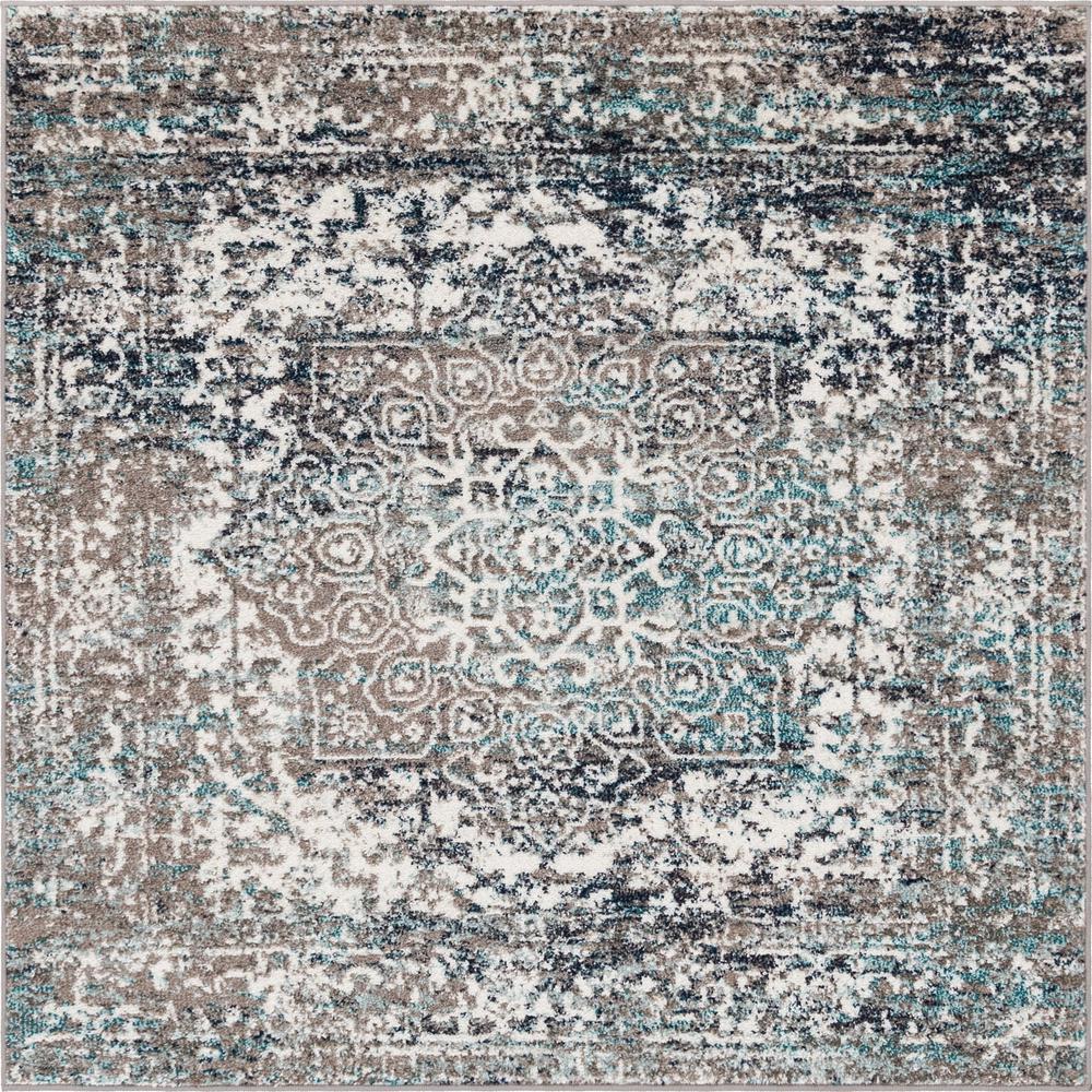 Unique Loom 5 Ft Square Rug in Gray (3150528). Picture 1