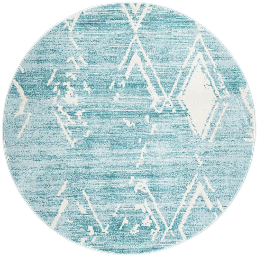 Uptown Carnegie Hill Area Rug 5' 3" x 5' 3", Round Turquoise. Picture 1