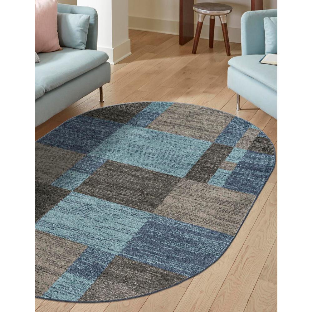 Autumn Collection, Area Rug, Blue Gray, 7' 10" x 10' 0", Oval. Picture 2