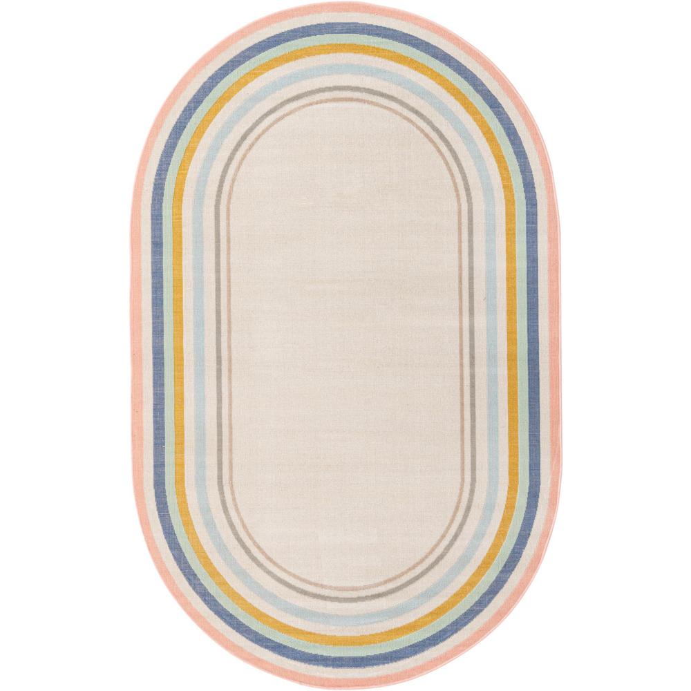Unique Loom 5x8 Oval Rug in Ivory (3157360). Picture 1