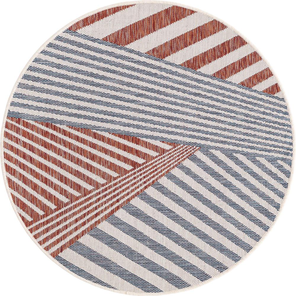 Jill Zarin Outdoor Area Rug 4' 0" x 4' 0", Round Blue. Picture 1